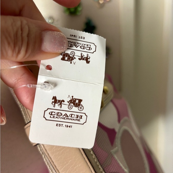 NWT Coach Colette Hobo Pink, Cream, Tan Bag Purse #16441 - Picture 15 of 16